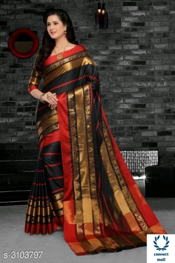 Attractive Soft Cotton Silk Saree  - Saree Length-5.5Mtr Blouse Length-0.8Mtr, Cotton Silk, Zari Work, Pack of:1